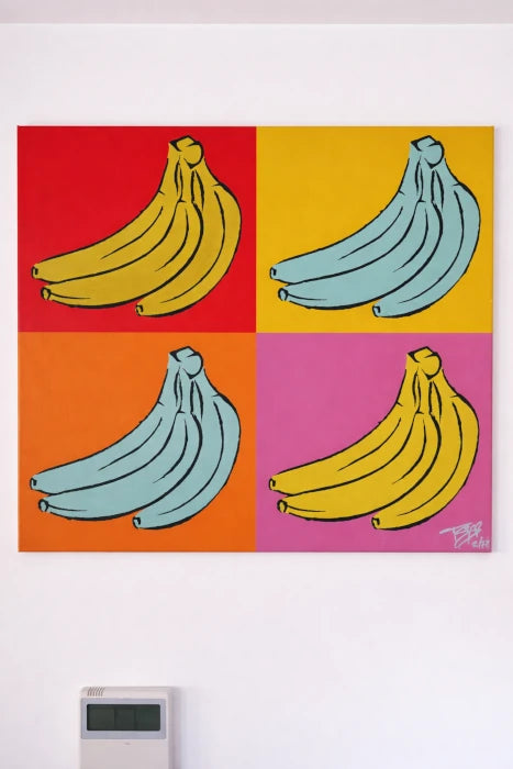 4 Bananas Original Artwork – Colourful Pop Art Canvas by Biggs