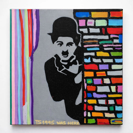 Charlie Chaplin Biggs Was Here – Original Pop Art Canvas by Biggs