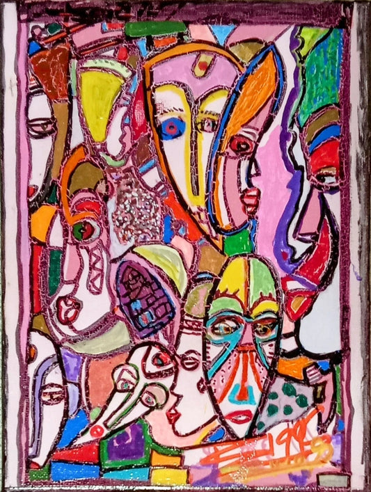 Faces Original Artwork – Colourful Abstract Portrait Art by Biggs