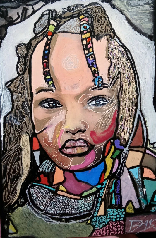 Golden Child Original Artwork – Colourful Portrait Art on Woodboard by Biggs