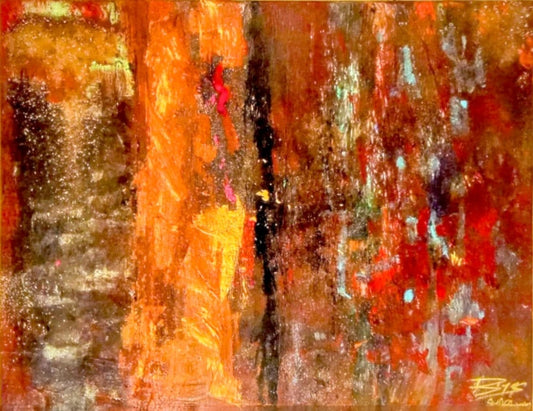 Here Comes The Sun Original Artwork – Warm Abstract Painting by Biggs