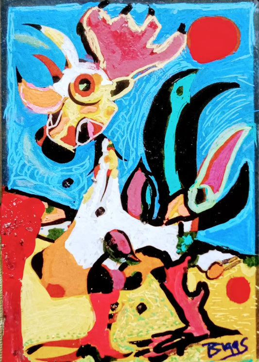 Le Goq Remix Original Artwork – Colourful Abstract Animal Art by Biggs