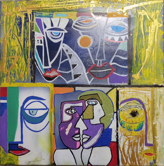 The Monkees Original Artwork – Colourful Abstract Face Canvas by Biggs