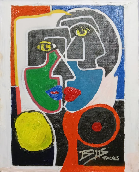 Two Faces Original Artwork – Colourful Abstract Portrait Canvas by Biggs