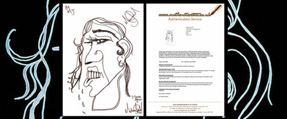 Michael Jackson signed self portrait sketch with authentication document