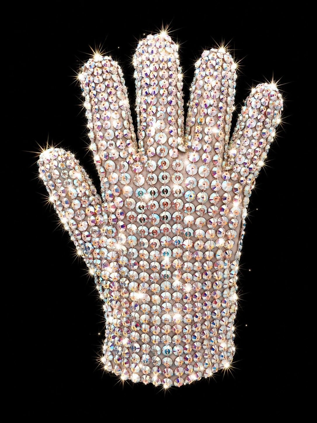 Image alt text:
Michael Jackson Victory Tour glove replica with white crystal detailing for music memorabilia collectors