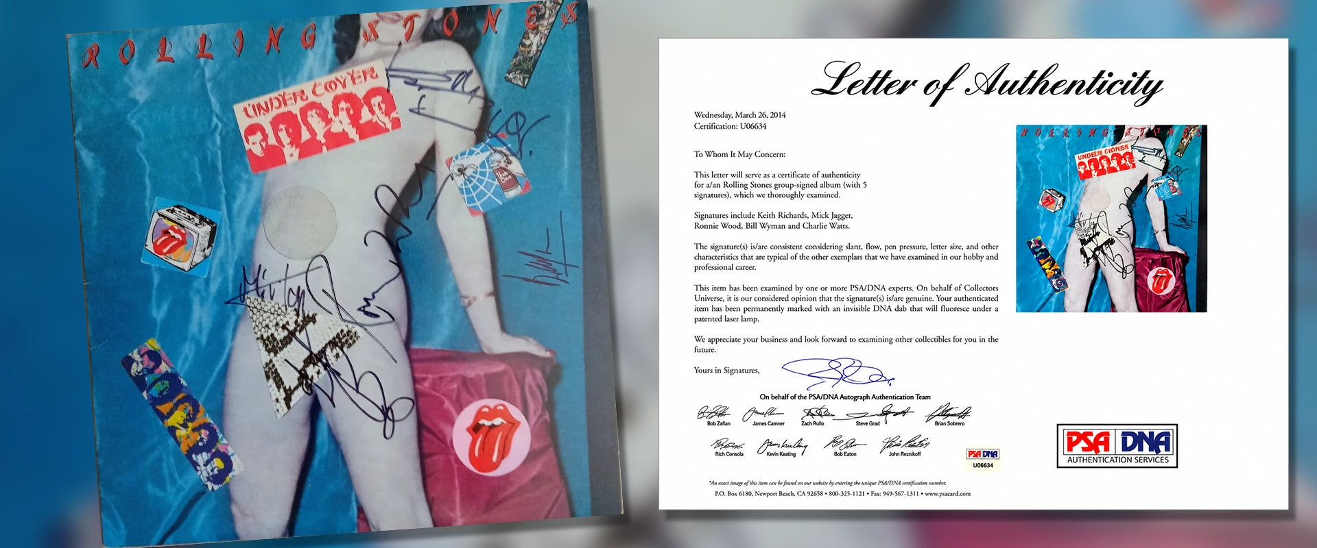 The Rolling Stones Undercover signed album with PSA DNA Certificate of Authenticity
